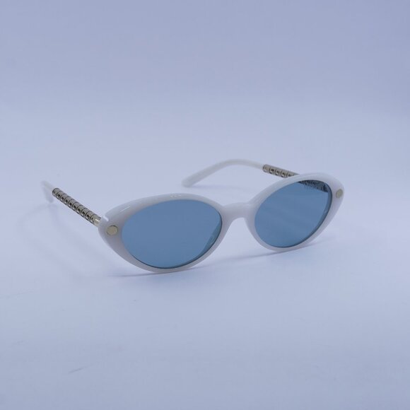 Versace VE4469 547172  Sunglasses White/Gold Oval Frame, Blue Lenses - Picture 1 of 11